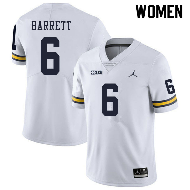 Women #6 Michael Barrett Michigan Wolverines College Football Jerseys Sale-White